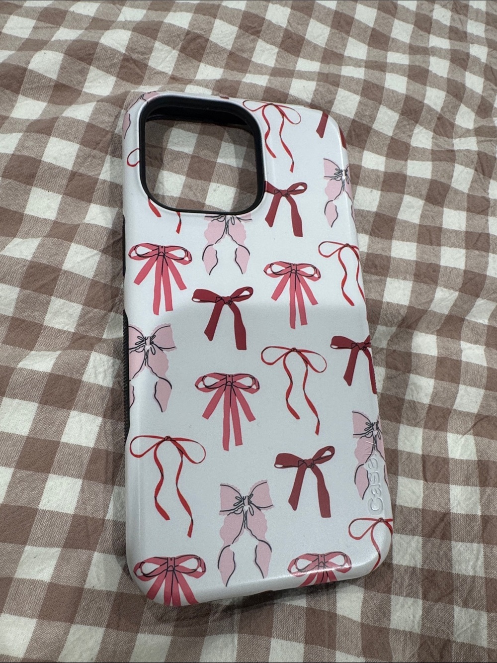 I phone 15 pro max - Pink Bow Pattern Protective Phone Case